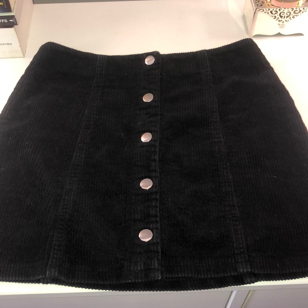 Black Corduroy Button Up Skirt S